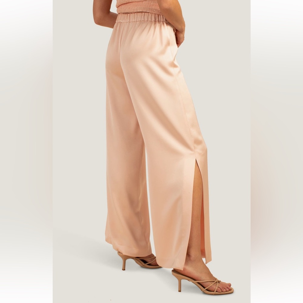 NWT Trina Turk Sz XL Sunset Wide-Leg Satin Pants in Blush Pink - Picture 3 of 8
